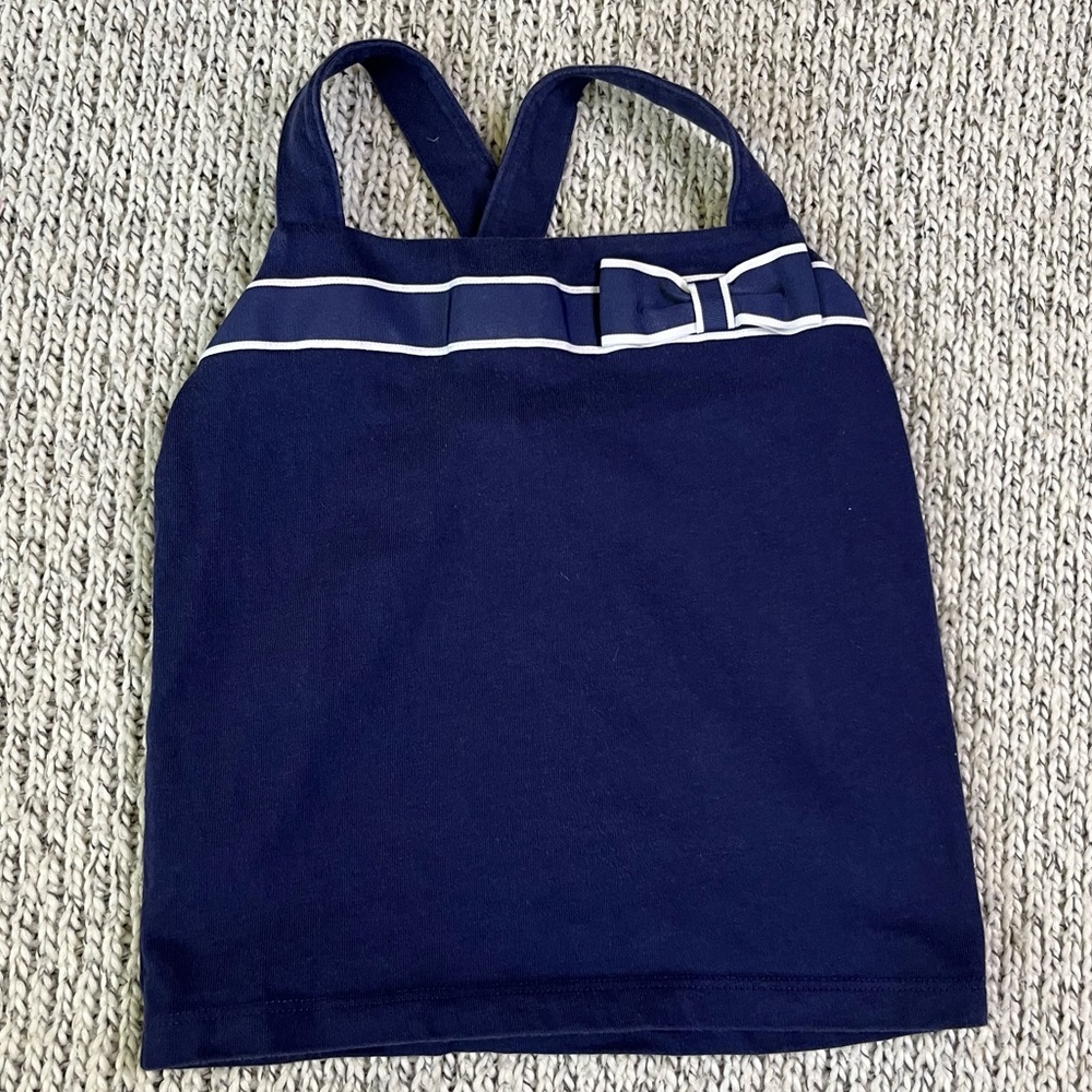 Girls size 3 Janie and Jack navy blue and white tank top